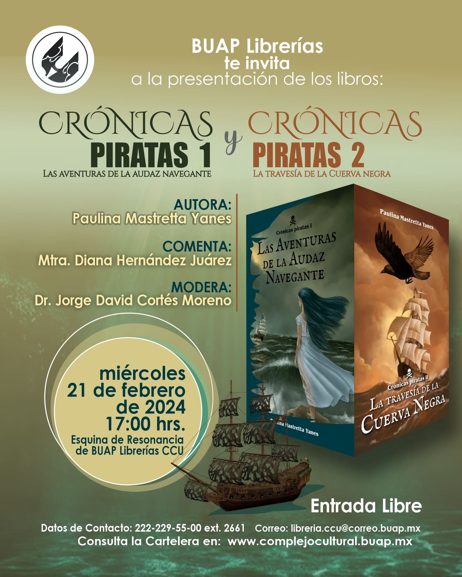 BUAP LIBRERÍAS INVITA:  Presentación de los libros Crónicas piratas I y II  