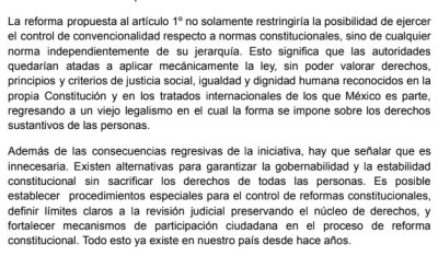 Regresiva e innecesaria la iniciativa de reforma al Art. Primero de la Constitución