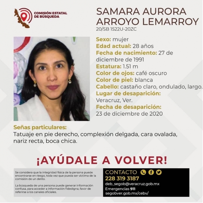 Aparición inmediata de Samara Aurora Arroyo Lemarroy / Posicionamiento de la Ibero Puebla